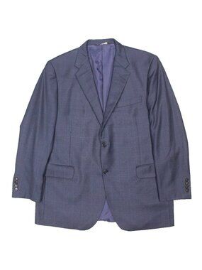 Coppley Blazer Windowpane Wool Sport Coat Blue "Biella" Canada Made 44R